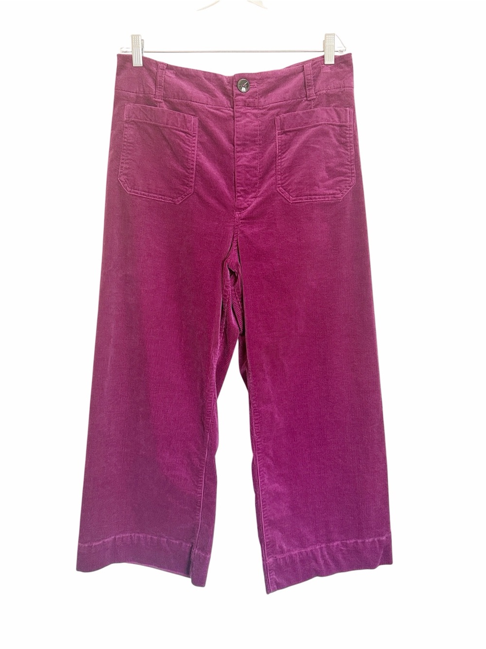 Maeve Anthropologie Colette Corduroy Magenta High Rise Wide-Leg Crop Pant sz 32